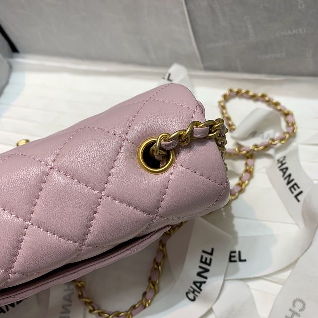 CC original lambskin flap bag AS1787 light pink	