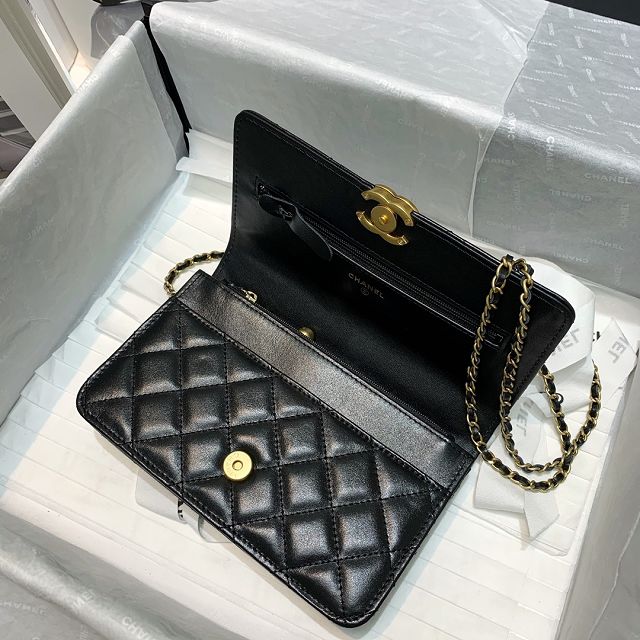 CC original calfskin wallet on chain AP2289 black