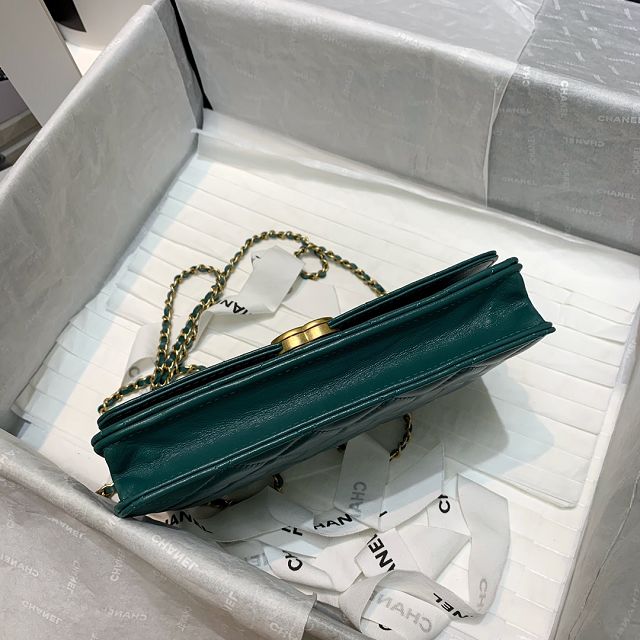 CC original calfskin wallet on chain AP2289 green