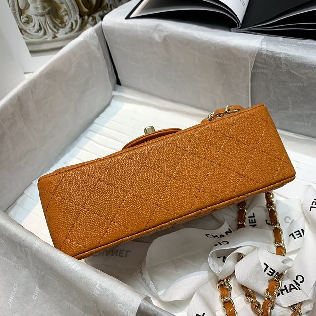 CC original grained calfskin mini flap bag A69900 pumpkin