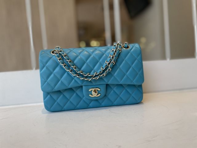 CC original lambskin medium flap bag A01112 blue