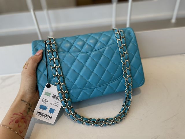 CC original lambskin medium flap bag A01112 blue