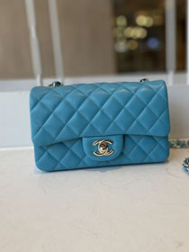 CC original lambskin mini flap bag A69900 blue