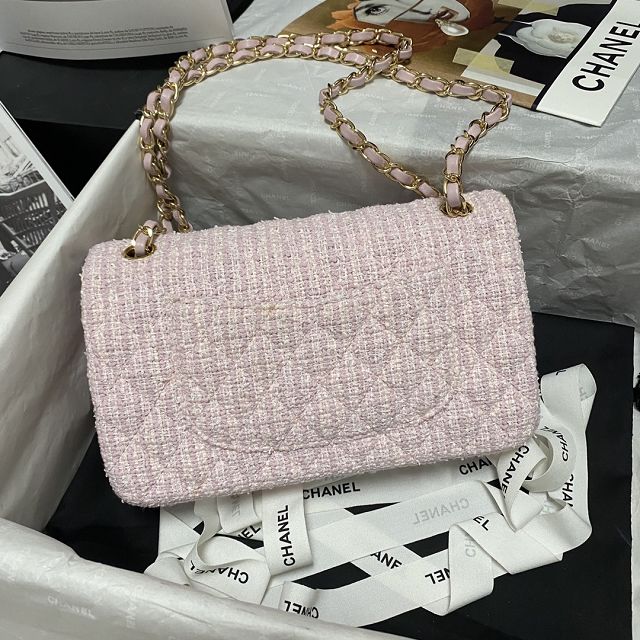 CC original tweed medium flap bag A01112 pink