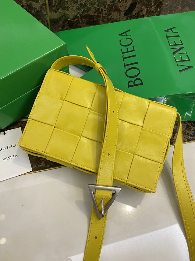 BV original aged calfskin cassette crossbody bag 667298 yellow