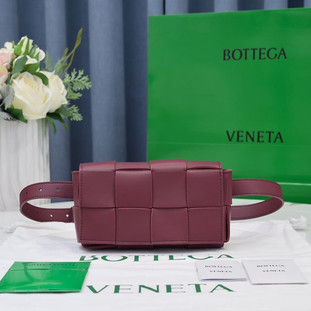 BV original lambskin cassette belt bag 639367 bordeaux