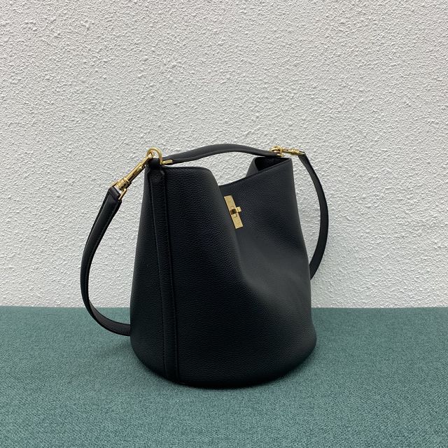 Celine original calfskin bucket 16 bag 195573 black