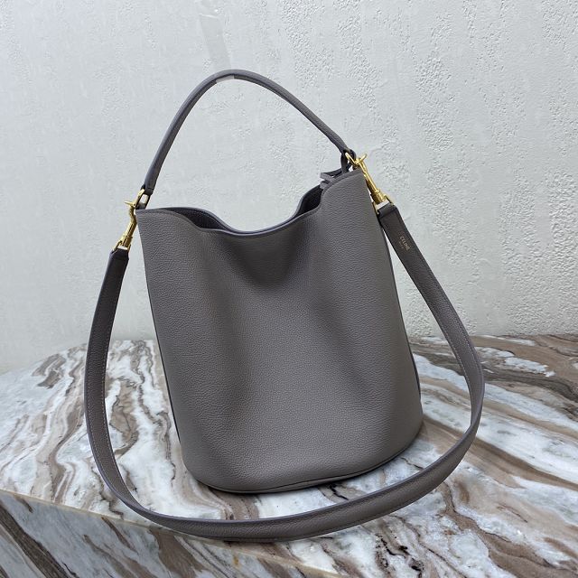 Celine original calfskin bucket 16 bag 195573 grey