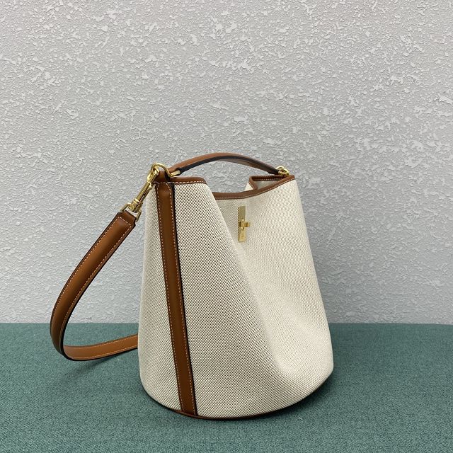 Celine original calfskin bucket 16 bag 195573 white