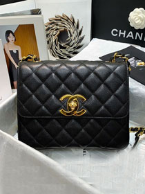 CC original grained calfskin flap bag A01088 black