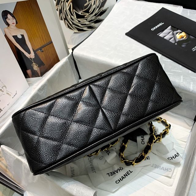 CC original grained calfskin flap bag A01088 black