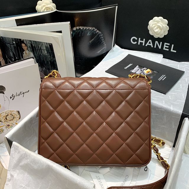 CC original lambskin flap bag A01088 brown