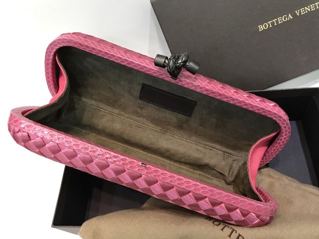 BV original silk&snakeskin knot clutch 202031-2 hot pink