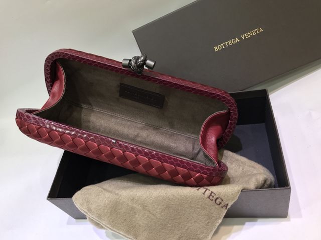 BV original silk&snakeskin knot clutch 202031-2 wine red