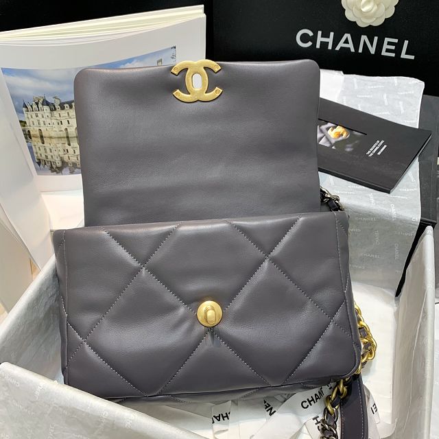 CC original calfskin small 19 flap bag AS1160 dark grey