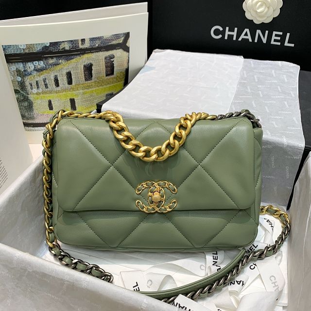 CC original calfskin small 19 flap bag AS1160 green