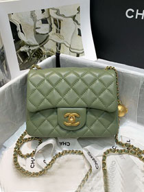 CC original lambskin small flap bag AS1786 green