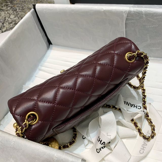 CC original lambskin flap bag AS1787 bordeaux