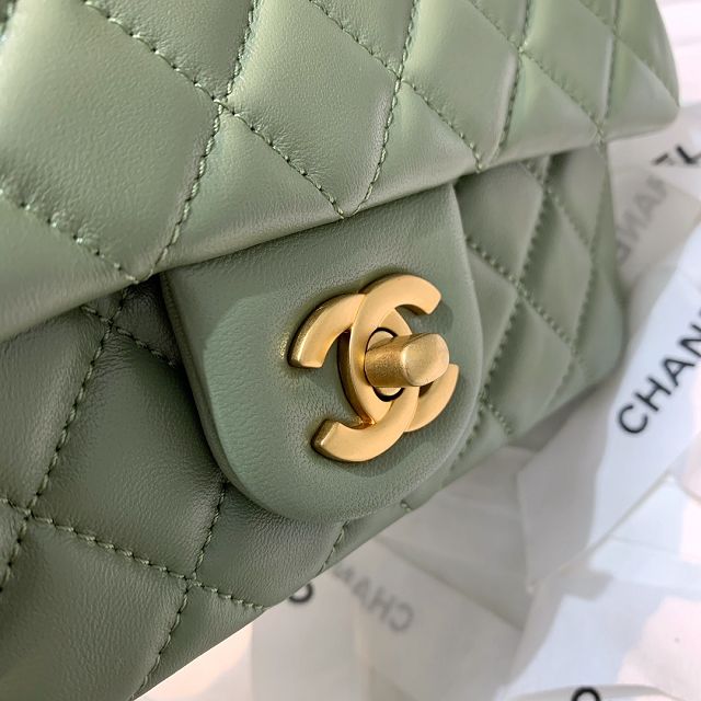 CC original lambskin flap bag AS1787 green