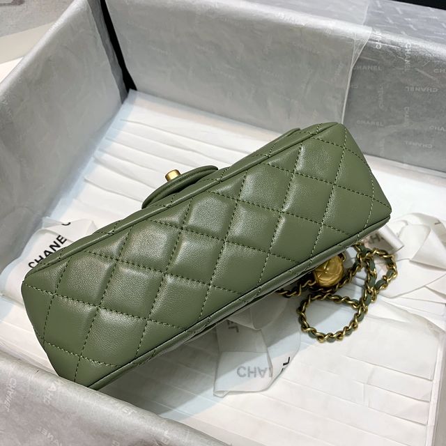 CC original lambskin flap bag AS1787 green