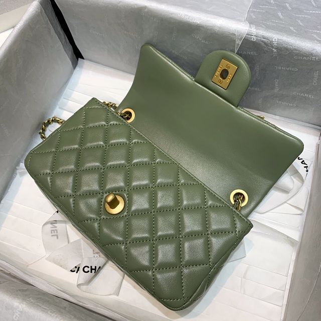 CC original lambskin flap bag AS1787 green