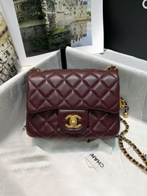 CC original lambskin small flap bag AS1786 bordeaux