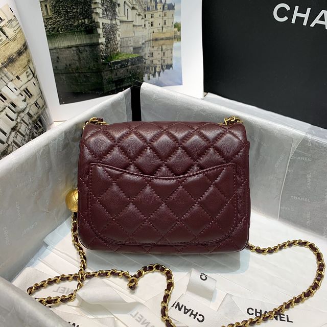 CC original lambskin small flap bag AS1786 bordeaux