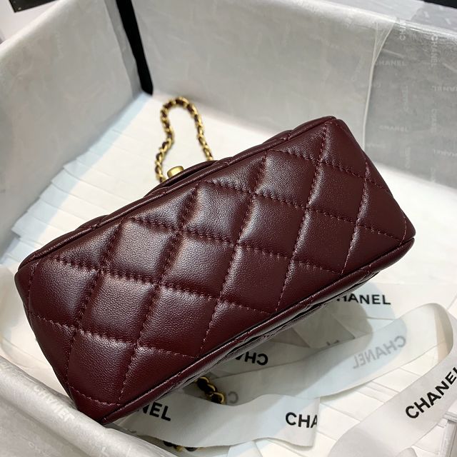 CC original lambskin small flap bag AS1786 bordeaux