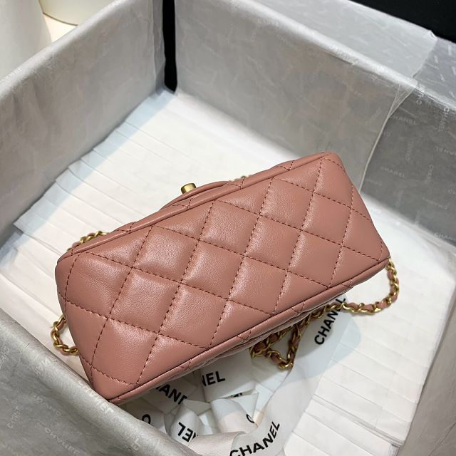 CC original lambskin small flap bag AS1786 pink