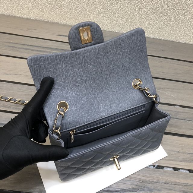 CC original grained calfskin mini flap bag A69900 dark grey