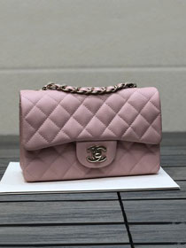 CC original grained calfskin mini flap bag A69900 pink