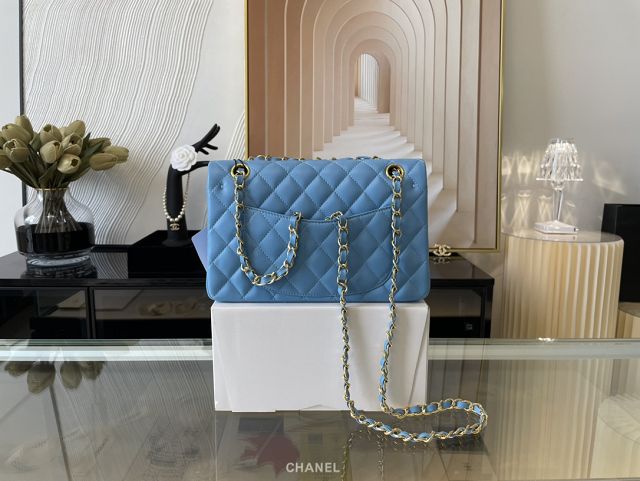 CC original lambskin small flap bag A01113 blue