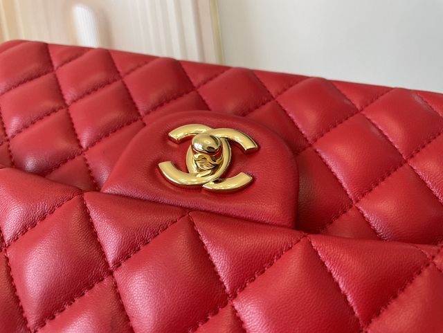 CC original lambskin small flap bag A01113 red