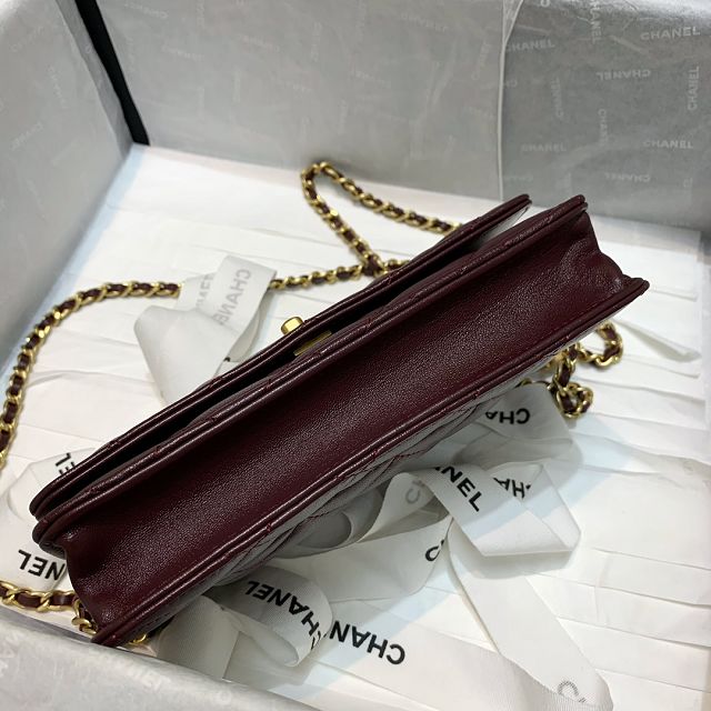 CC original lambskin wallet on chain AP1450 bordeaux