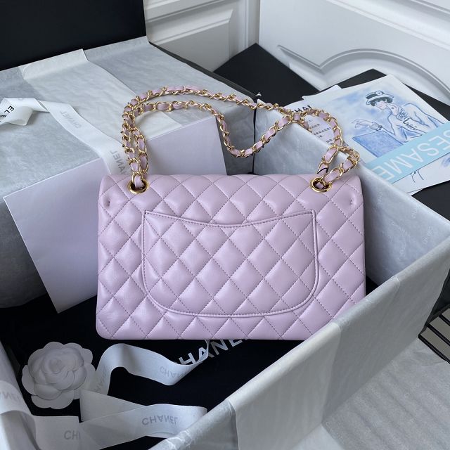 CC original lambskin medium flap bag A01112 light pink