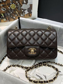 CC original lambskin mini flap bag A69900 dark coffee