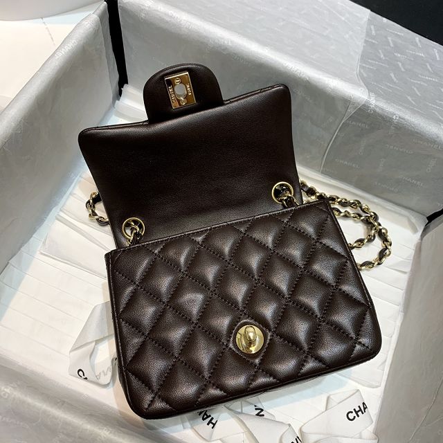 CC original lambskin super mini flap bag A35200 dark coffee