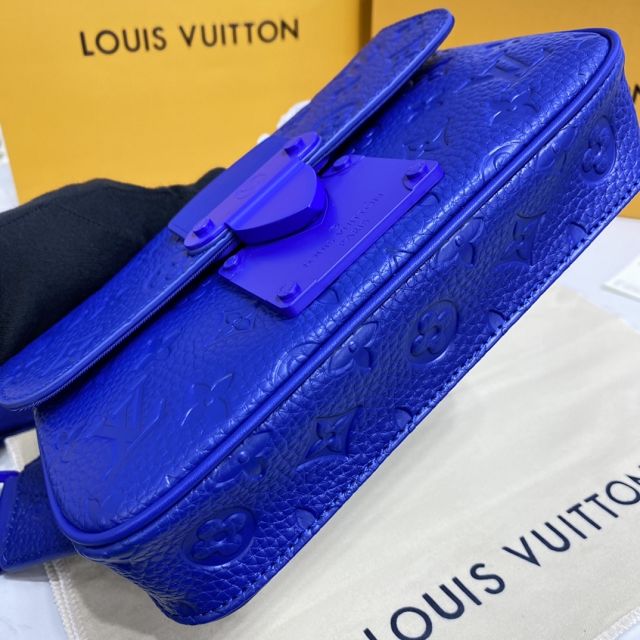 Louis vuitton original monogram calfskin s lock sling bag m58487 blue
