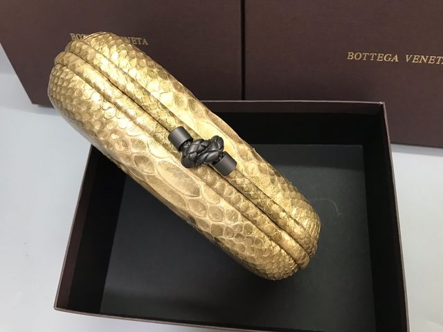 BV original python leather knot clutch 113085 gold