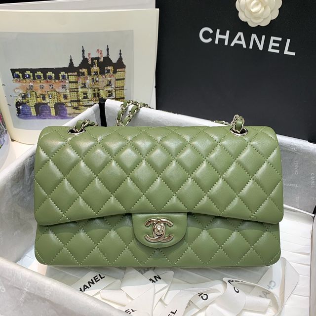 CC original lambskin medium flap bag A01112 green