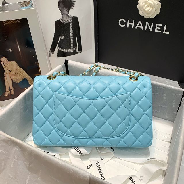 CC original lambskin medium flap bag A01112 sky blue