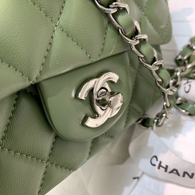 CC original lambskin mini flap bag A35200 green