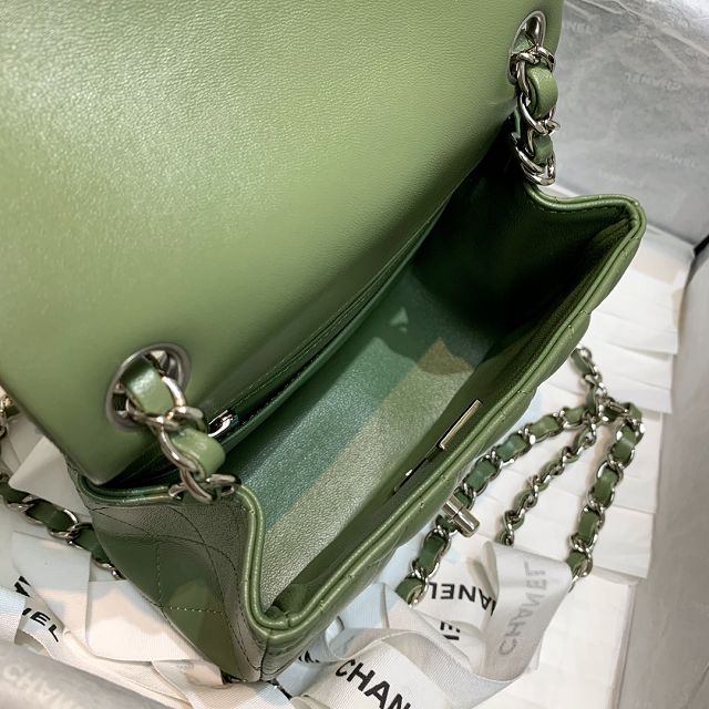 CC original lambskin mini flap bag A35200 green