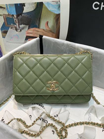 CC original lambskin wallet on chain 80982 green