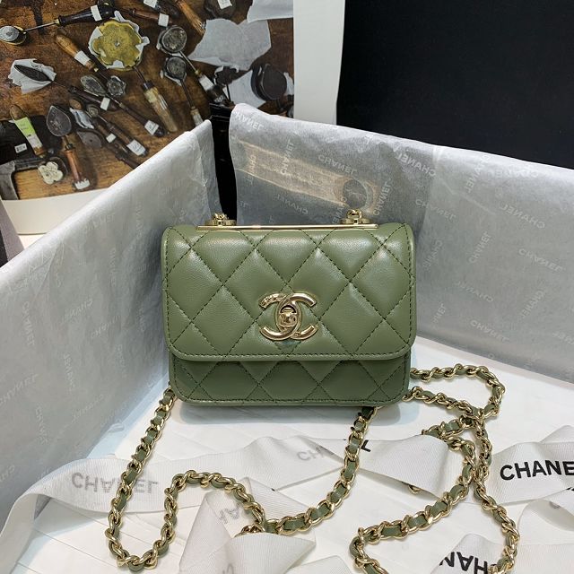 CC original lambskin mini wallet on chain A82768 green