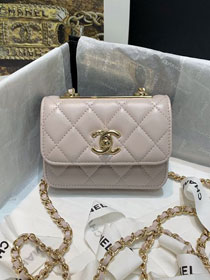 CC original lambskin mini wallet on chain A82768 light pink