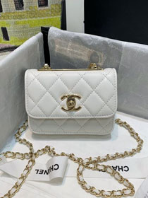 CC original lambskin mini wallet on chain A82768 white