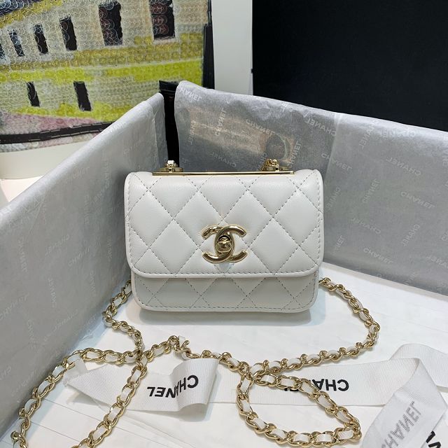 CC original lambskin mini wallet on chain A82768 white