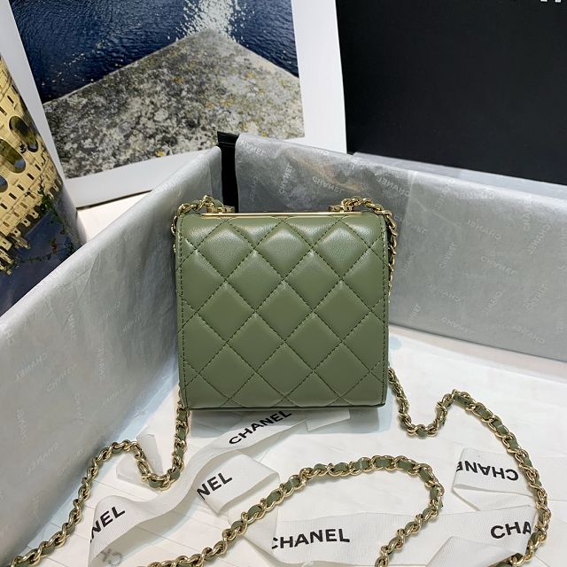 CC original lambskin mini wallet on chain A82769 green