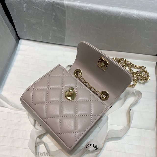 CC original lambskin mini wallet on chain A82769 light pink
